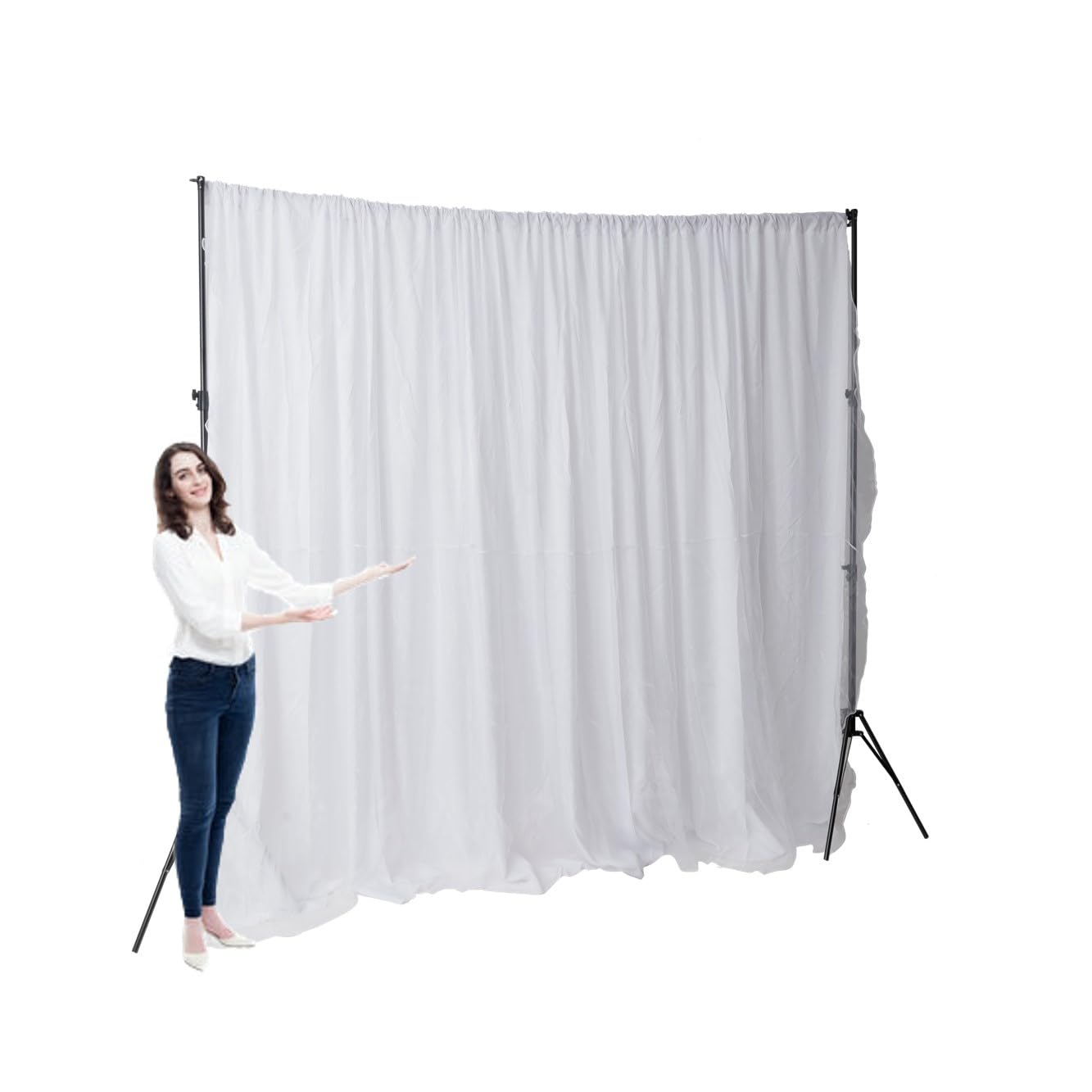 Two Layers Backdrop Made with One Piece Chiffon Tulle & Polyester. Use as Extra Wide Semi-Blackout Curtains, Stage Curtains or Garage Divider Curtain.