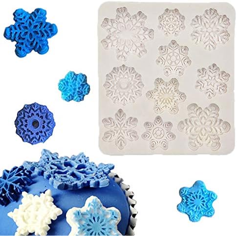 Snowflake Christmas Silicone Fondant Tools Snowflake Mold for Cake Baking Decoration Mold Ice Snowflake Cookie Cutters Mold 1 Piece