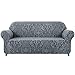 Subrtex - Funda de sofá, con reposabrazos, jacquard Damasco, diseño de flores, extensible, protector decorativo (1 pieza, 4 plazas, gris verde)