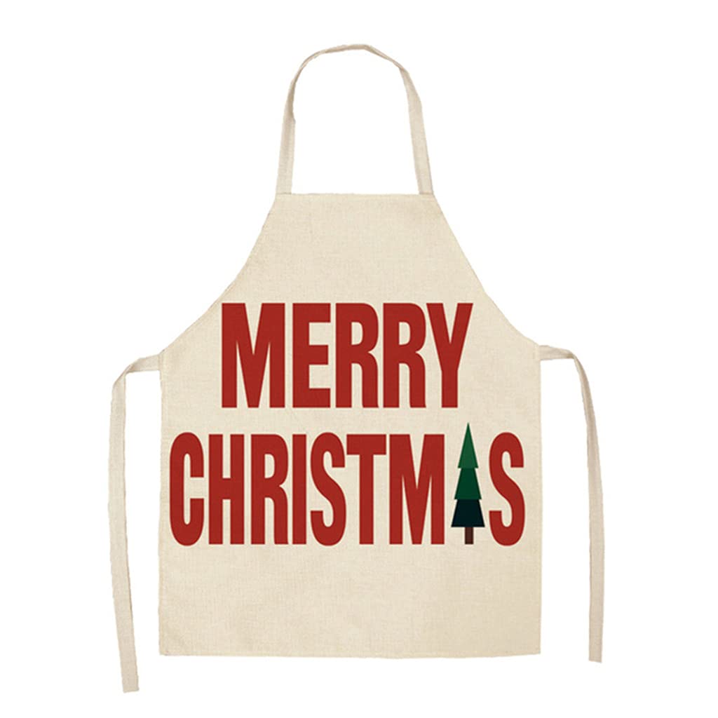 Mekalero Christmas Decoration Santa Sleeveless Apron Linen Kitchen Aprons Women Home Cooking Baking Pinafore Bib Household Christmas for Women Cute Kids