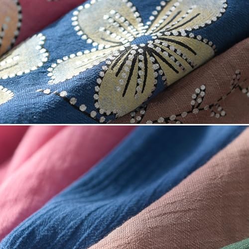Image of FindThy Women's 2 Piece Linen Outfits Short Sleeve Floral Print Lounge Sets Crewneck Summer Suits