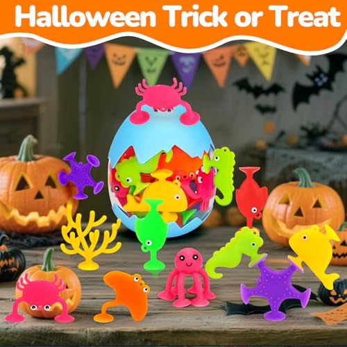 Toddler Suction Cup Bath Toys, Ocean Animal Bath Toys for Kids Ages 1-3 4-8 No Hole Mold Free Bathtub Toys for Toddlers 2-4 3-5 Kids Travel Window Building Toys for 2 3 4 5 Year Old Boys Girls Gifts - Image 4