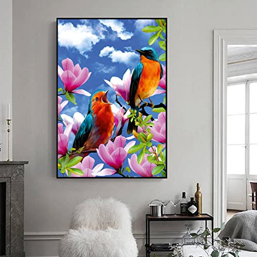 Toile murale KEBIA fleur oiseau 70x100 cm pour habiller un grand mur vide