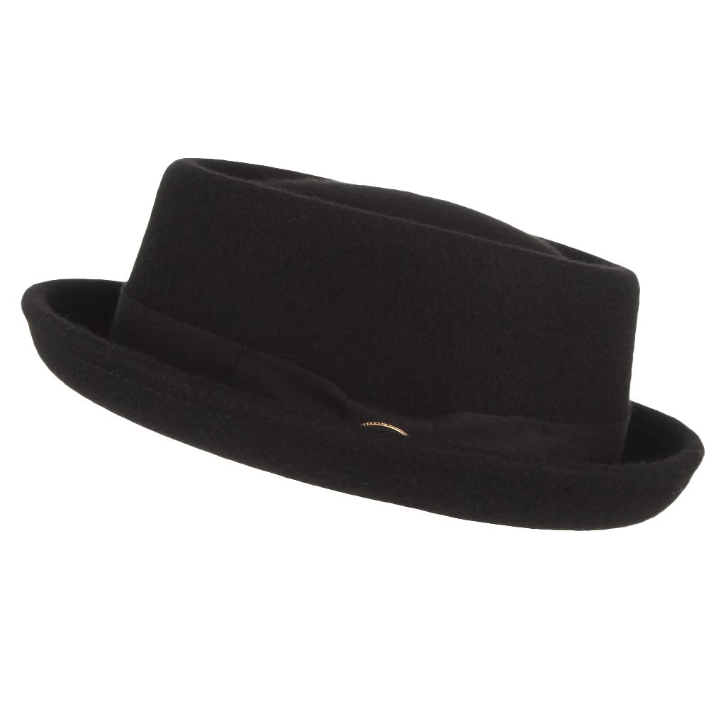 GEMVIE Pork Pie Chapeau pour Homme et Femme 100% Feutre de Laine Chapeau Fedora Trilby Noir Adulte Unisexe Chapeaux Porkpie