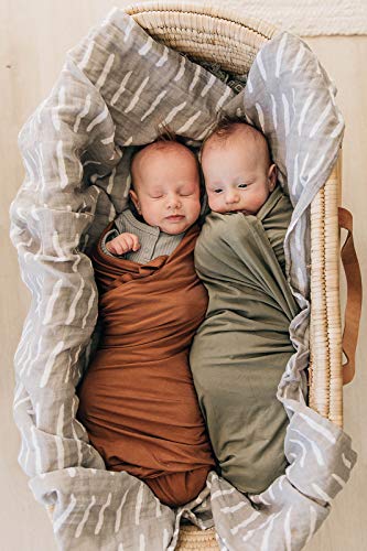 Image of Mebie Baby Rust Stretch Swaddle, Modern and Neutral Swaddle Blanket for Baby Girl or Boy, Soft Baby Blankets, Newborn Swaddle Blanket, 0-3 Month, Comfy Wrap, Baby Essentials & Gifts (47 inch x 47 inch)