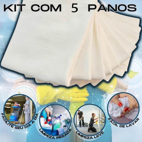 Pano de Chão Grande Grosso Saco Alvejado 45x70cm (Kit com 5)