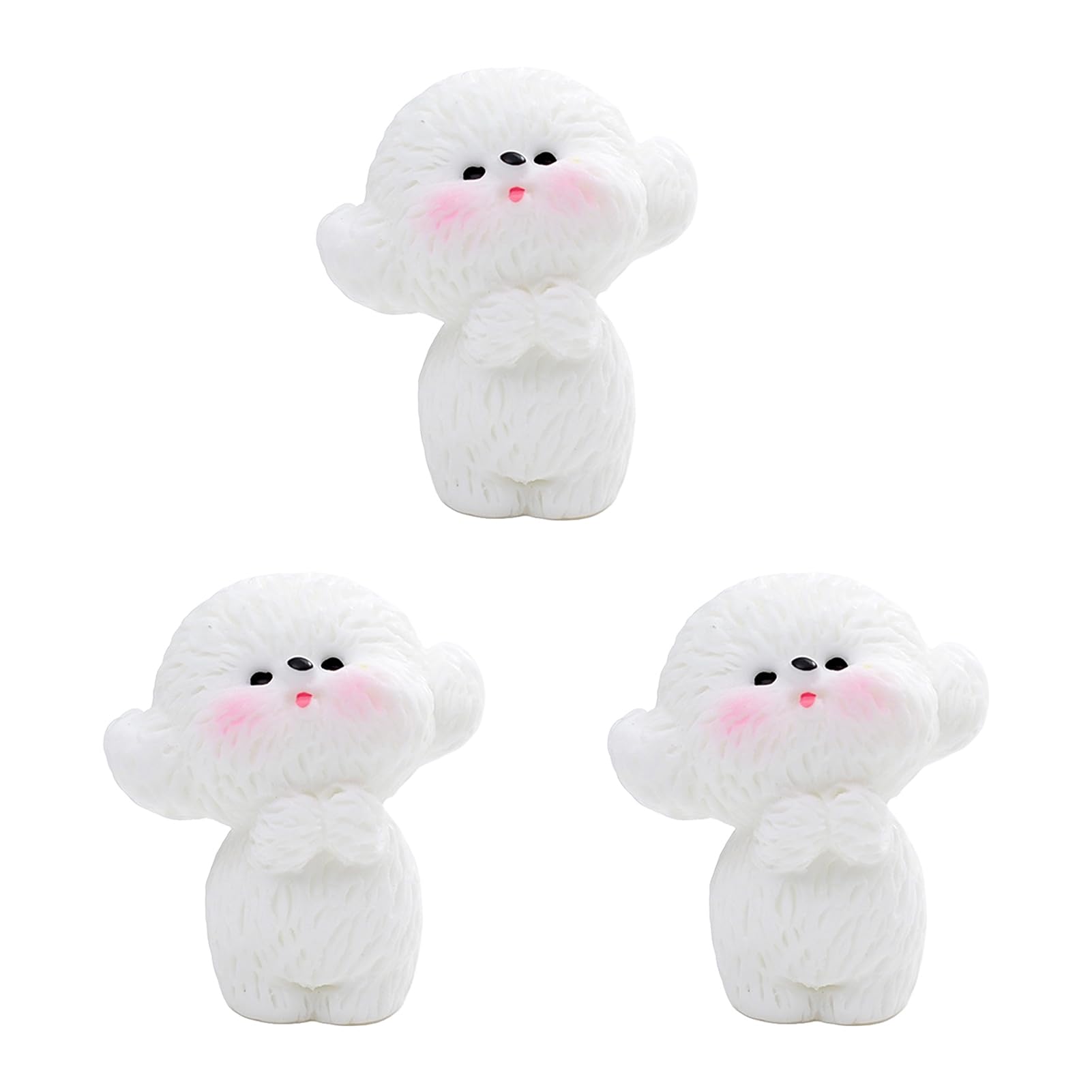 Virelynx 3Pcs Car Dashboard Decor – Cute Fleece Dog Figurines Resin, Mini Ornaments Adhesive for Women Car Interior Decoration