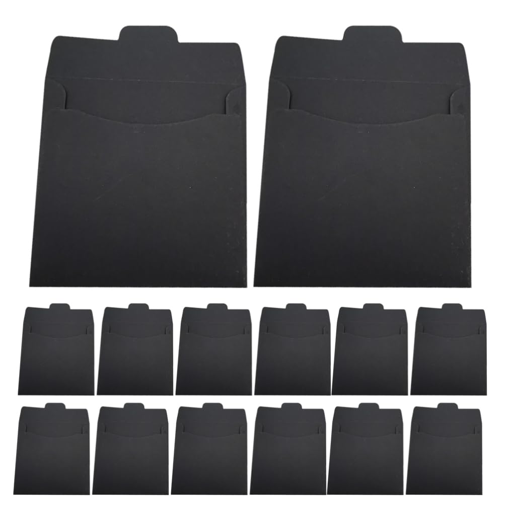 Lot De 50 Pochettes Pour CD En Papier Kraft Pour Dvd Enveloppes En Papier Vierge Pour Cd Support De Rangement En Kraft Pour Housses D'emballage (Noir)