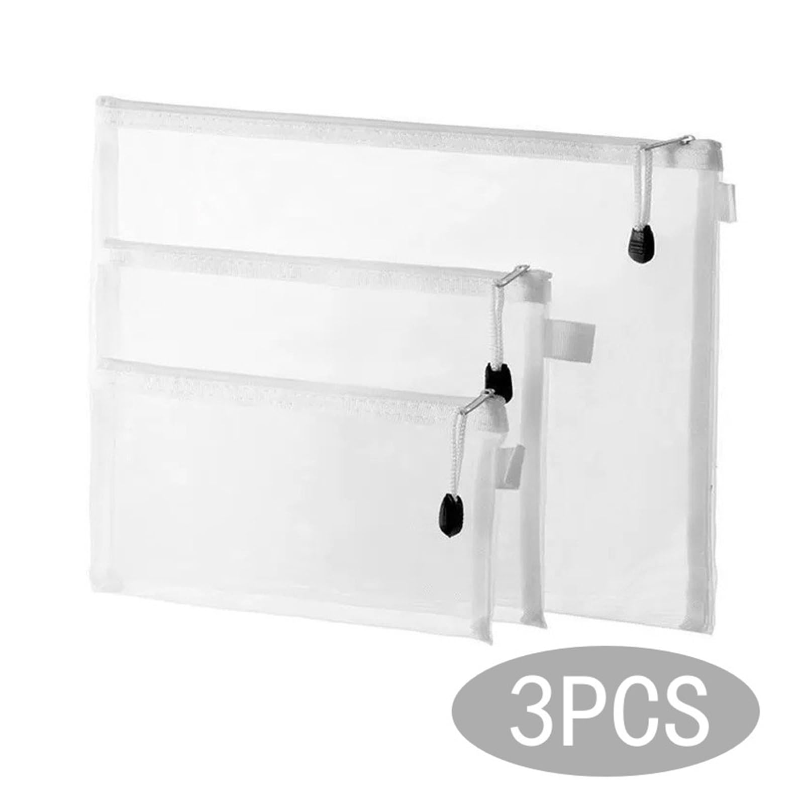 Borse con cerniera per portafogli, Borsa impermeabile con cerniera in rete for documenti e oggetti personali, confezione da 3 diverse misure(SML-3PCS)