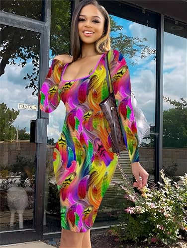 Image of Nimsruc Womens Autumn Casual Sexy Long Sleeves Bodycon Dress Basic Pencil Midi Club Dresses