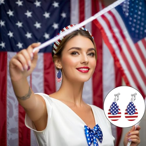 Aretes clip on bandera americana para mujer miniatura 3