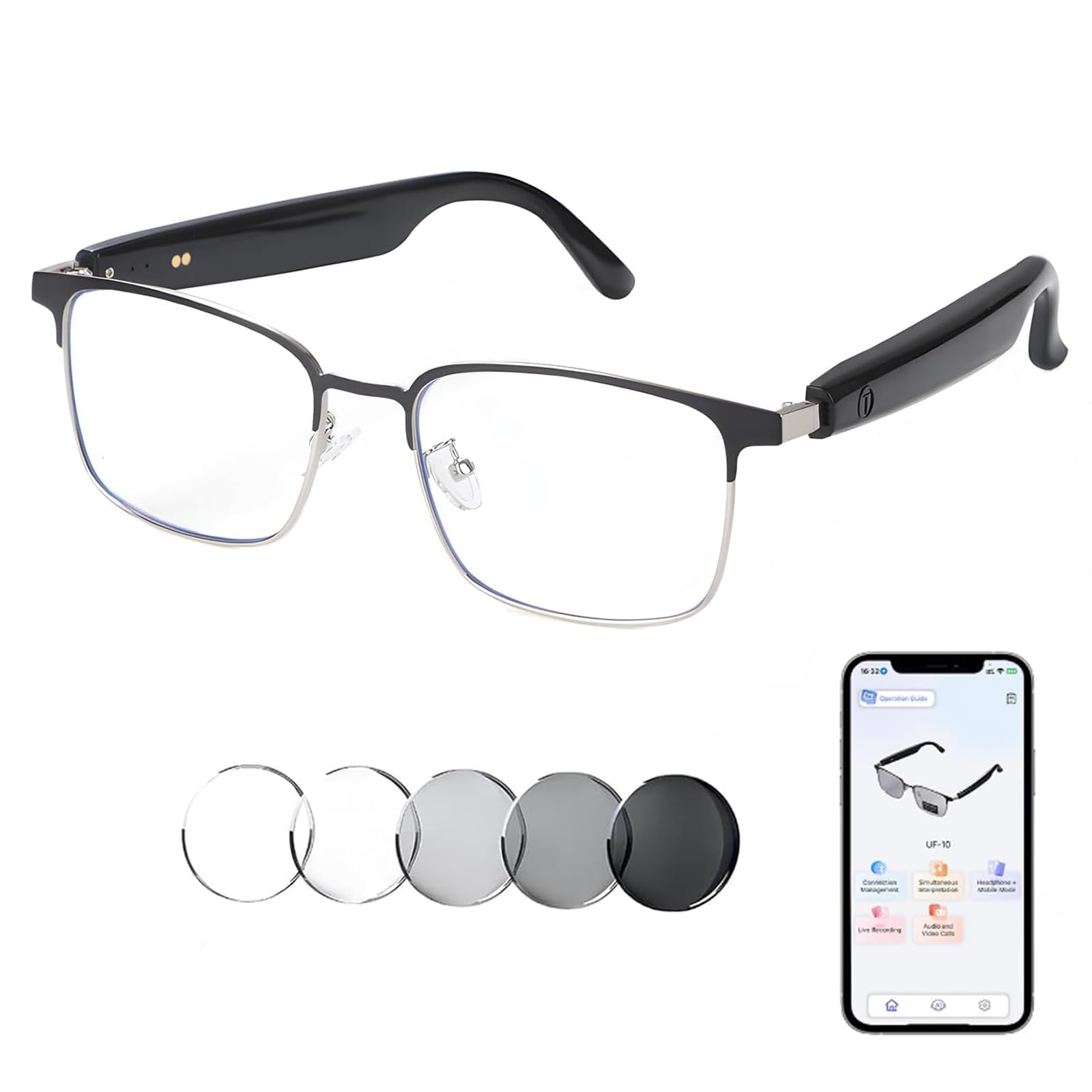 Smart AI Translator Glasses, Blue Light Glasses for Woman Men, Simultaneous Interpretation Eyeglasses for 110+ Languages, Real-Time Translation, Remote Shooting,AI Smart Sunglasses for Travel -AI S-image-47