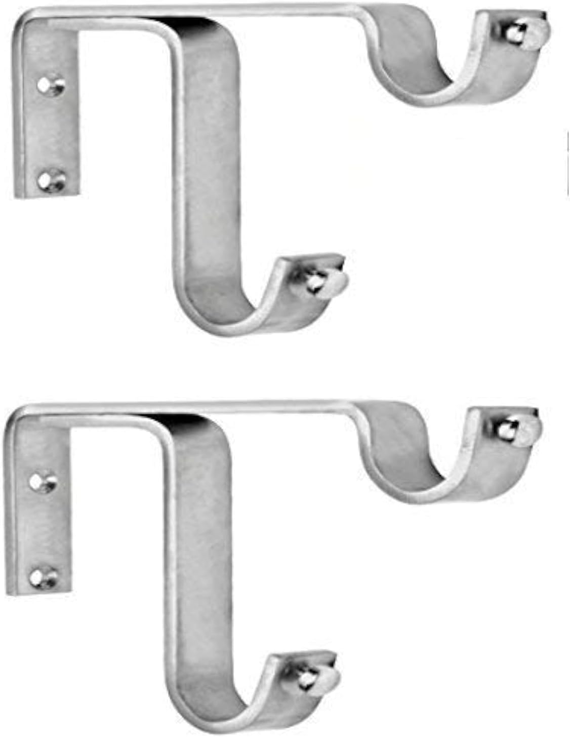 Stainless Steel Abstract SS Bracket for 2 Curtain Rod (70", 6", Silver, Set of 3)