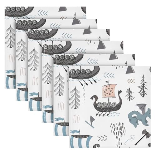 Servilletas de Tela YETTASBIN Viking Ships Set x6 50.5 cm miniatura 1