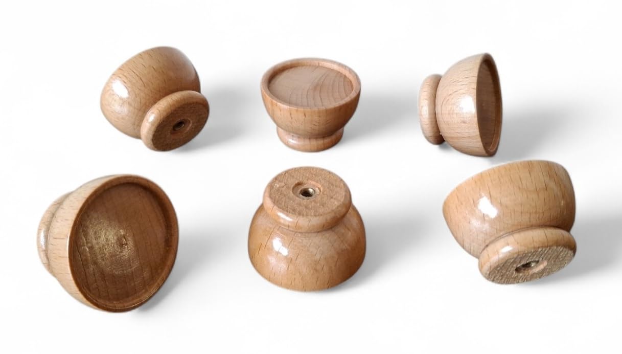Beechwood Drawer Knobs, Wardrobe Handles, Loft Handle, Kitchen Pull Handles, Cabinet Wooden Knobs (Edged)