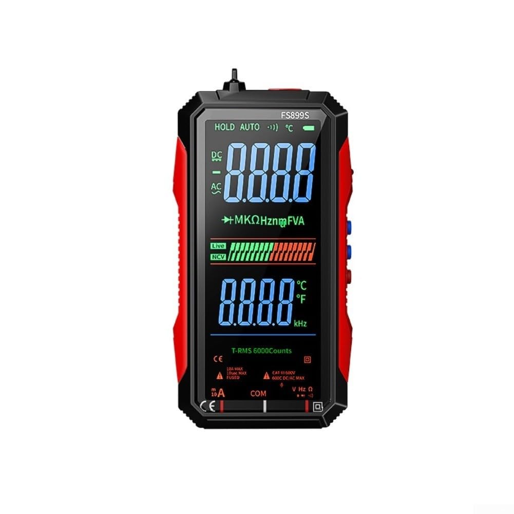 Digital Multimeter, FS899S Colour Screen Voice Version, Fully Automatic Smart Multifunctional Meter with Rechargeable for Professionals(FS899S+bag)
