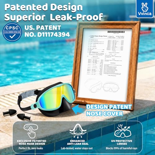 Gafas de natación para niños Vvinca con cubierta de nariz 2 unidades para piscina natación miniatura 2