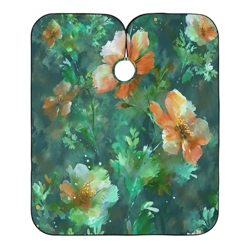 Capa profesional para cortar cabello Floral Green impermeable con cierre de broche ajustable para barbería y estilismo miniatura 2