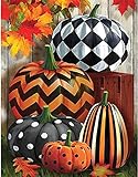 Pumpkin Cross Stitch Stamped Kits for Adults Beginners-Fall Embroidery Kits Harvest Thanksgiving Counted Cross Stitch Kits Patterns Dimensions Embroidery Kits Arts Craft Kits Wall Decor