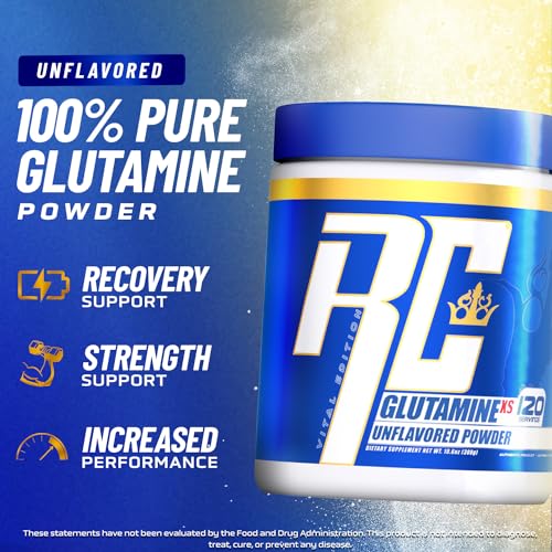 Image of Ronnie Coleman Signature Series Glutamine Powder, Supplement for Post Workout Muscle Recovery, Supplements with L-Glutamine for Men and Women, Strength Support, Unflavored Drink Mix, 120 Servings