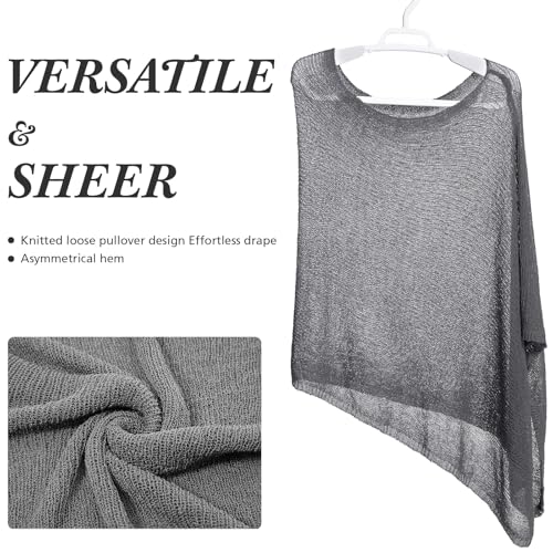 Image of Women Sheer Poncho Shrug Summer Sheer Blouse Top Lightweight Poncho Bolero for Evening Dress