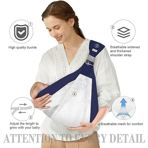 Image of Baby Carrier Newborn to Toddler, Ergonomic 3D Mesh Baby Wraps Carrier, Adjustable Baby Sling, Lightweight Breathable Baby Carrier Wrap with Thick Shoulder Straps for 0-36 Months Infant