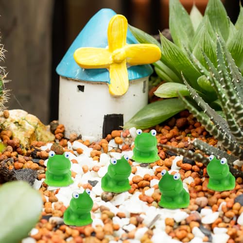 Homoyoyo 10Pcs Mini Frog Garden Decor: Mini Resin Frogs Figurines Resin Figurines,Green Miniature Small Bulk Cute Small Ornaments for Garden Home Office Decor Micro Landscape DIY Bonsai Crafts - Image 3