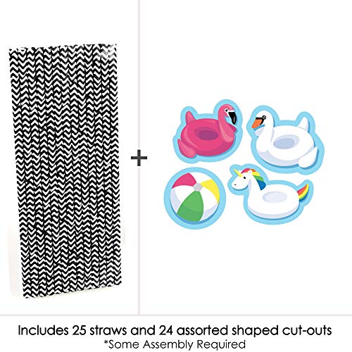 Set de 24 pajillas de papel multicolor para fiesta de piscina miniatura 3