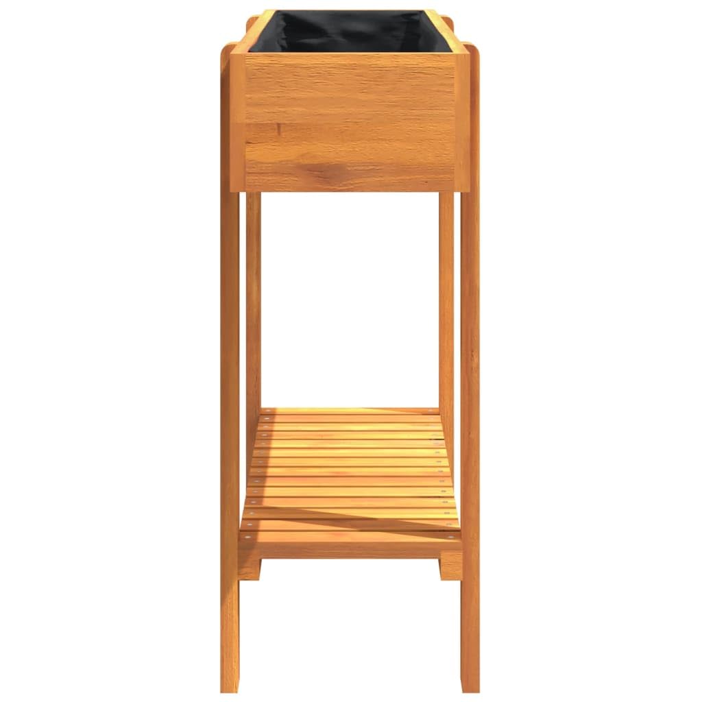 Jardinera de madera maciza de acacia, 90 x 30 x 75 cm, con estante, resistente a las heladas, para balcón, terraza y jardín, jardinera, interior y exterior, maceta, almacenamiento de agua