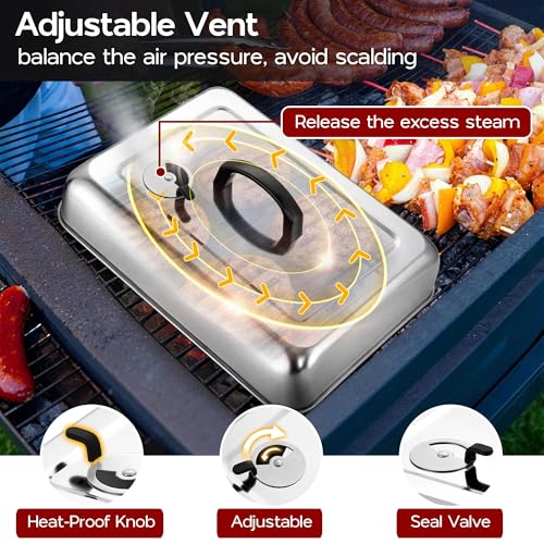 Cubierta para parrilla rectangular de acero inoxidable con ventilación x2 miniatura 3