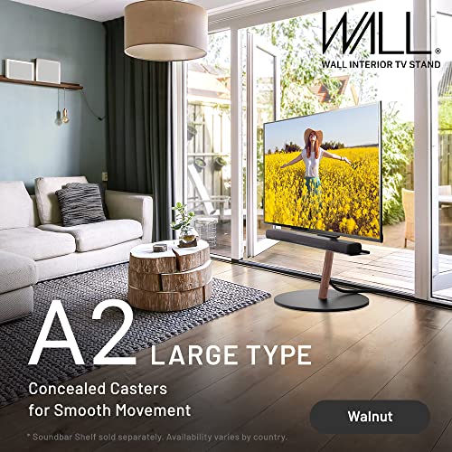 Wall A2 Large Type | Japanese Rolling Portable Free-Standing 45-80 Inch Universal Big Screen Tv Stand With Concealed Caster Wheels | Walnut #TOP1