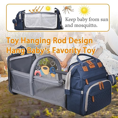 Astro alan Baby Diaper Bags with Changing Station, Waterproof Diaper Bag Backpack for Moms Dads with USB Charging Port, Baby Shower Gifts, Large Capacity diaper backpack, Blue