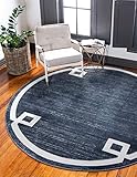 Unique Loom Uptown Collection Area Rug - Lenox Hill (8' Round, Navy Blue/ Ivory)