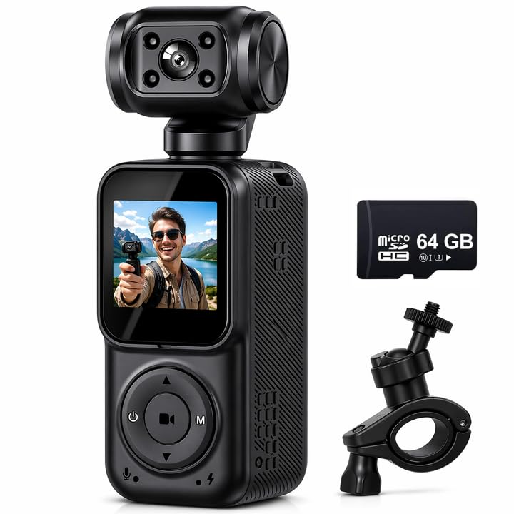 4K Pocket Vlogging Camera with 3-Axis Gimbal Stabilizer, Mini Handheld Video Camera for YouTube & Content Creators, WiFi, Face Tracking, 270° Rotating Lens, 64GB SD Card-image-16