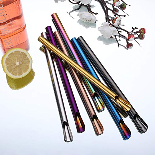 Luxshiny 7pcs Stainless Steel Straws Reusable Drinking Straw Creative Stirrer for Milk Tea Smoothie (Mixed Color) - Image 3