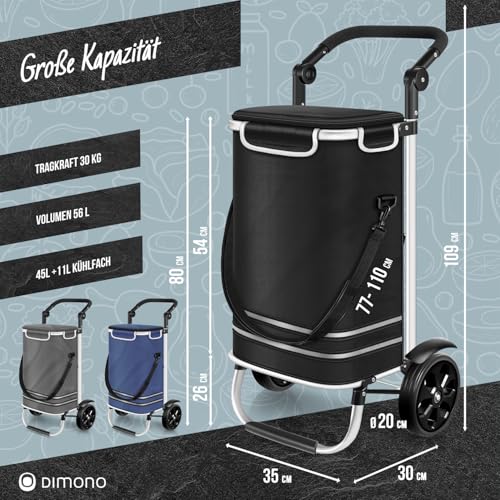 Dimono® Einkaufstrolley Klappbarer 3 in1 Trolley zum Einkaufen; 56 Liter inkl. Kühlfach; Transportwagen Shopping-Trolley Einkaufswagen Einkaufstasche (Schwarz) – Bild 6