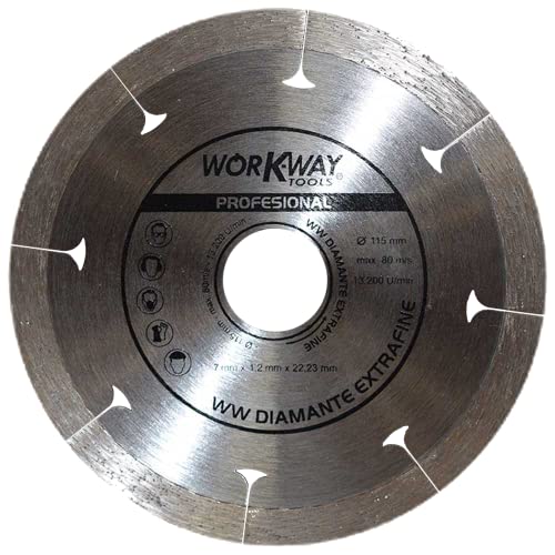 WORKWAY TOOLS, Disco de Corte Extrafine Porcelanico de Diamante de 115mm