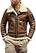 Produktbild EU Fashions Herren B3 Pilotenjacke aus Kunstfell, Lammfell, Braun, Bomberjacke aus echtem Leder für den Winter, Braune Lammfelljacken für Herren, L