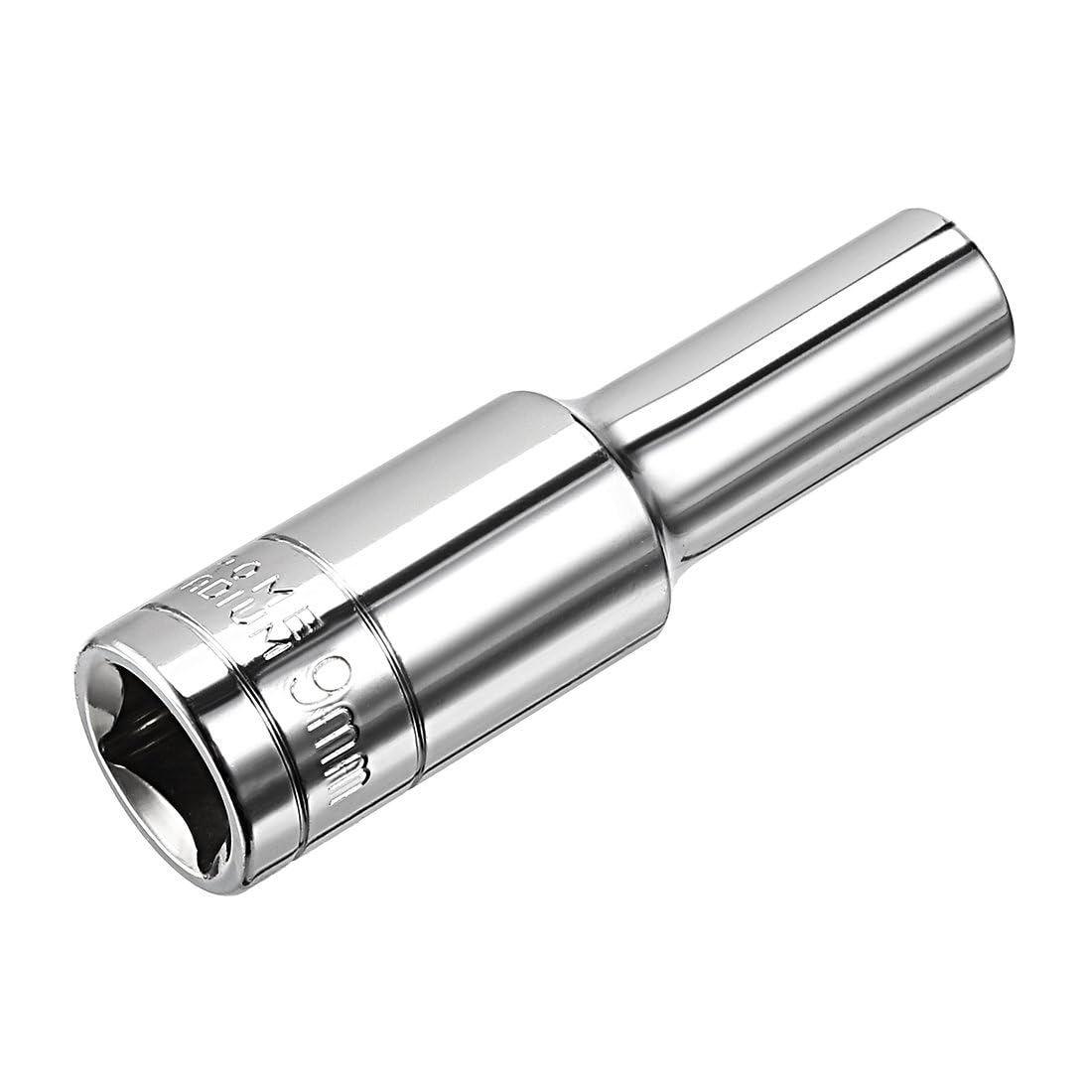 TA-VIGOR 1/2 Inch Drive 9mm 6-Point Deep Socket, Metric, Cr-V Drive Socket (Polishing) for Auto Repairing and Household