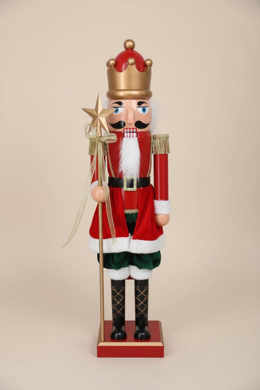 Weihnachtsdeko Nussknacker Figur – Klassische Weihnachtsdekorationen – Karoline & Co Nussknacker Soldat 80 cm in Rot im Premium-Stil