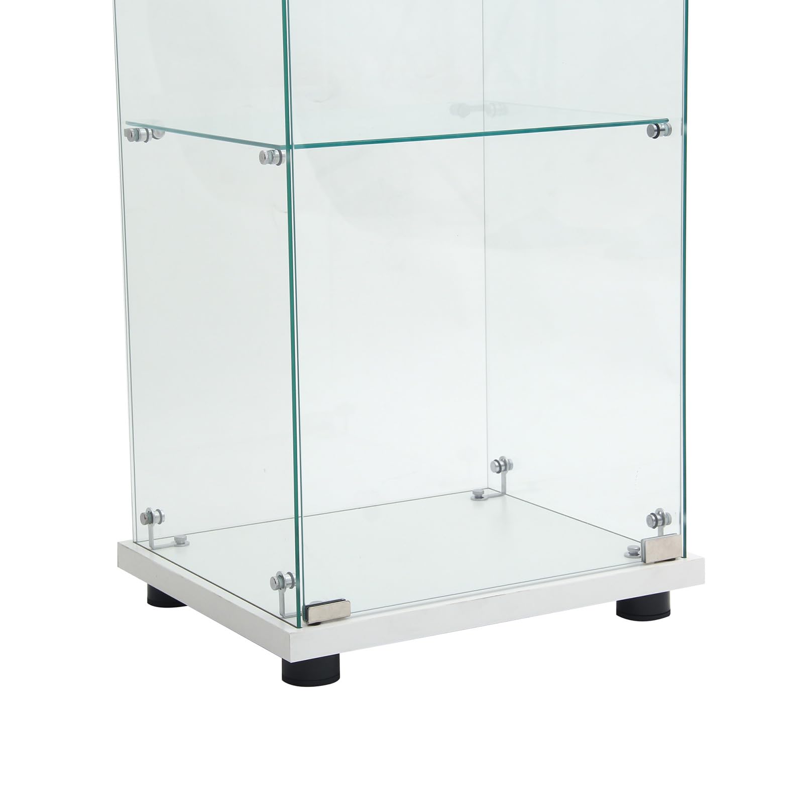 Vitrina de Cristal, Vitrina expositora, Armario de colección Moderno de 3 Capas con Puerta, Mueble Vitrina de Cristal con LED, para Dormitorio, Sala de Estar, 42 x 36 x 125 cm, Blanco