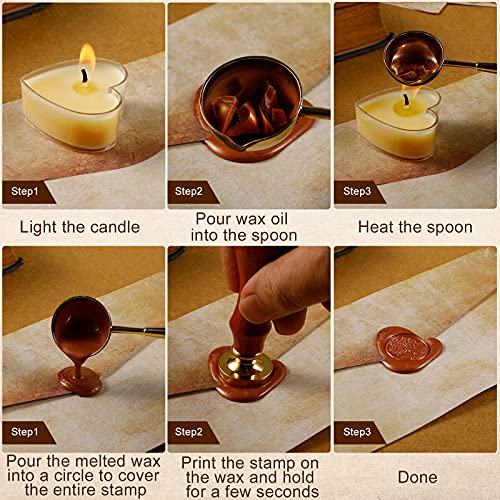 33 Pieces Vintage Paper And Envelopes Set, Including 12 Writing Stationery Paper Letter 12 Envelopes Sealing 6 Wax Sticks Seal Stamp Tea Candles And Wax Spoon For Envelope Stamp #TOP2