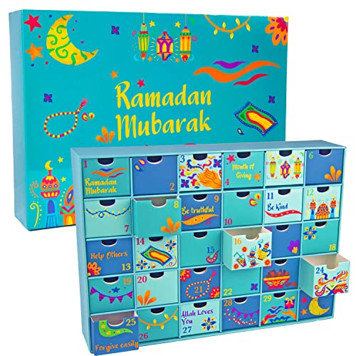 Ramadan Calendar- Add this PRE-ASSEMBLED BOX to your Ramadan Decorations for Home and Table Decor -30 Countdown Drawers with Colorful and Festive Islamic Art - Engage your Kids with a Daily Activity or Treat -Beautiful Ramadan gift and Eid gift for k Ramadan Calendar- Add this PRE-ASSEMBLED BOX to your Ramadan Decorations for Home and Table Decor -30 Countdown Drawers with Colorful and Festive Islamic Art - Engage your Kids with a Daily Activity or Treat -Beautiful Ramadan gift and Eid gift for k