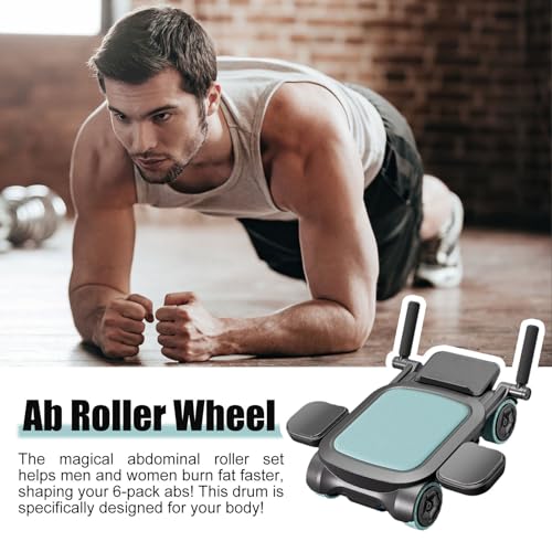 Rueda de rodillo abdominal – Equipo antideslizante de rebote automático de 4 ruedas | Equipo de ejercicio central | para interiores en casa, gimnasio, fitness, yoga, deportes, trabajo diario - imagen 8