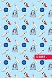 Journal: Bowling Pin Shoe and Bag Pattern on Light Blue Cover / Ruled 6x9 Small Composition Notebook for Writing / Blank Lined Paper Book / Cute Card Alternative / Gift for Journal Lovers and Writers
