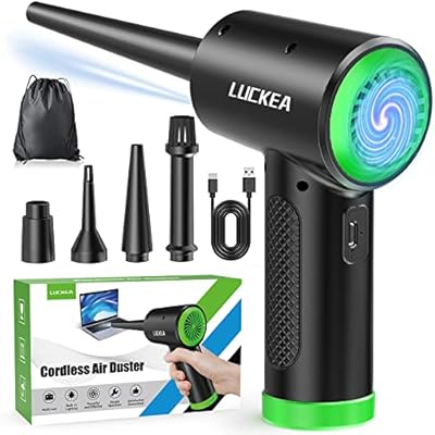LUCKEA - Aire Comprimido Limpieza PC - Soplador de Aire para PC con Luz LED Soplador de Aire Potente 3 Velocidades Soplador de Polvo para PC Teclado Plumero Electrico para PC Compressed Air Duster