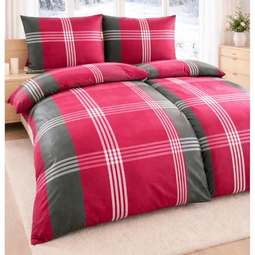 4 piezas Invierno Ropa de cama de franela algodón 135 x 200 + 80 x 80 invierno ropa de cama almohada + Gratis DREAMHOME24 MF Gamuza Limpiadora, Diseño 5, 135 x 200 cm