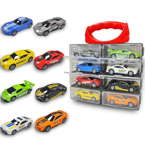 Set 8 Autos de Juguete Pull Back Metal 1:64 con Estuche miniatura 1