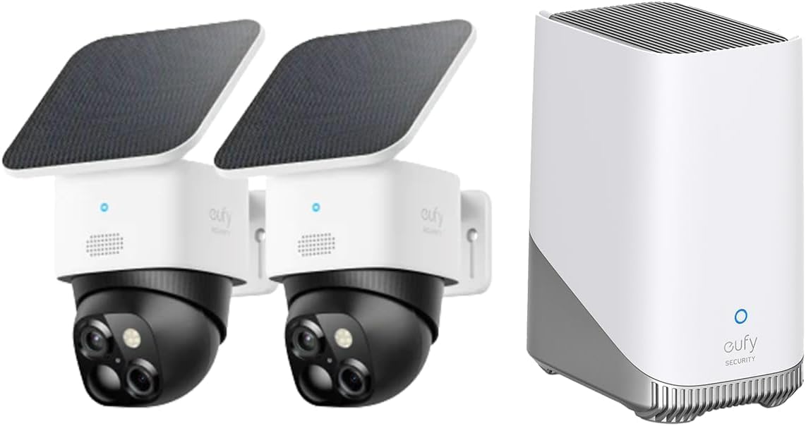 eufy Security SoloCam S340 Podwójne kamery Solarna kamera bezpieczeństwa Zewnętrzna bezprzewodowa, domowa kamera bezpieczeństwa 3K, nadzór 360°