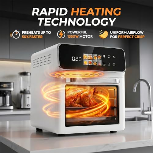 Image of Toree Digital Air fryer oven with Glass window, Large Capacity of 9+ Liters, LED Touch screen control panel, accessory set with silicone picker /tong /skewer set /glove | 1 Year Warranty-8130656959